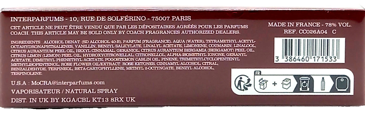 COACH CHERRY PARFUM PEN SPRAY FOR WOMEN 0.33 Oz / 10 ml TRAVEL SIZE!!!