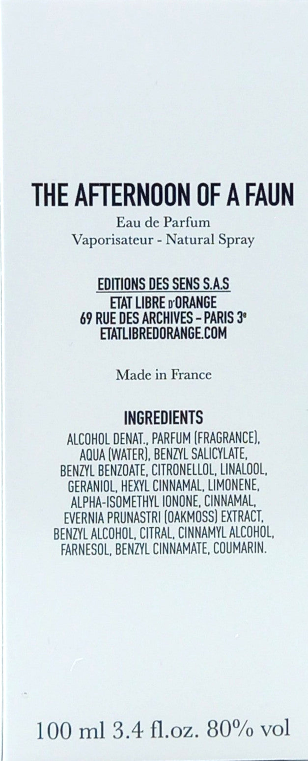 ETAT LIBRE D'ORANGE THE AFTERNOON OF A FAUN EAU DE PARFUM UNISEX 3.4 Oz / 100 ml