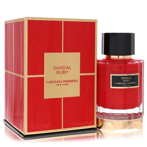 Sandal Ruby by Carolina HerreraEau De Parfum Spray (Unisex) 3.4 oz 3.4 oz / 100 ml / Alcohol, Amber, Woody, Aldehyde, Oils Unisex
