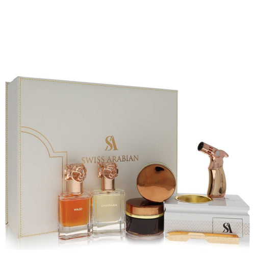 Swiss Arabian Bakhoor Dukhoon Al Haram by Swiss ArabianGift Set -- Gift Set contains 2 x 1.7 oz Eau De Parfum in Wajd & Gharaam + 2 x 60