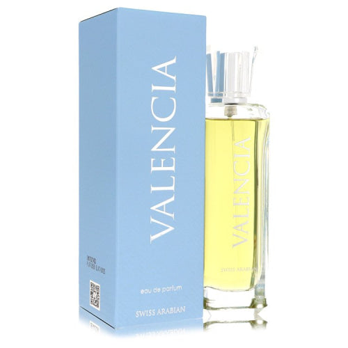 Swiss Arabian Valencia by Swiss ArabianEau De Parfum Spray (unisex) 3.4 oz 3.4 oz / 100 ml / Alcohol, Amber, Woody, Aldehyde, Oils Unisex