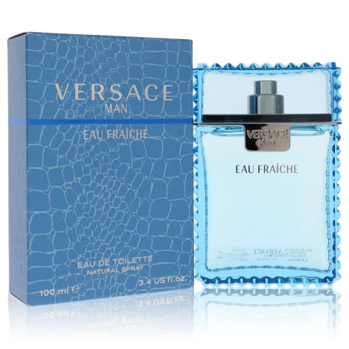 Versace Man by VersaceEau Fraiche Eau De Toilette Spray (Blue) 3.4 oz 3.4 oz / 100 ml / Alcohol, Amber, Woody, Aldehyde, Oils Men