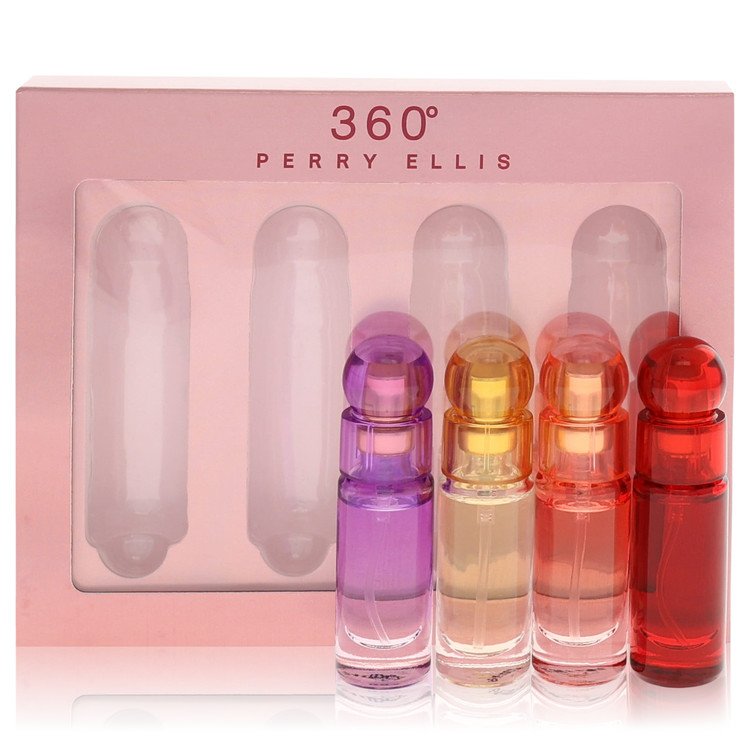 Perry Ellis 360 Purple by Perry Ellis - Gift Set -- .25 oz  EDP Spray Perry Ellis 360 Coral +.25 oz EDT Spray Perry Ellis 360 + .25 oz  EDP Spray Perry Ellis 360 Purple + .25 oz EDP Perry Ellis 360 Red