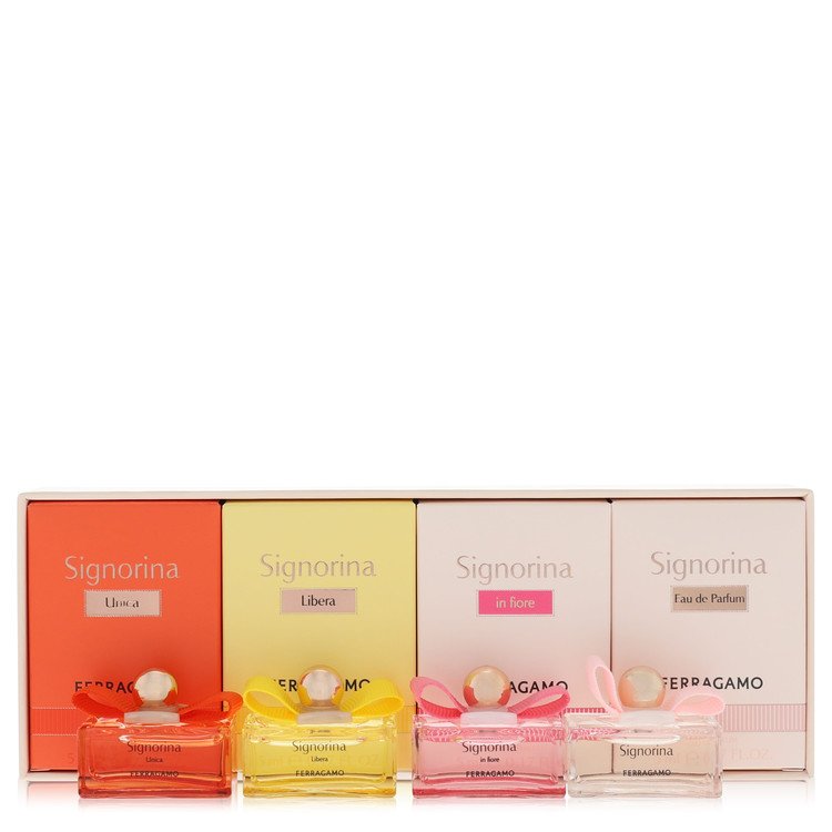 Signorina by Salvatore Ferragamo - Gift Set -- Signorina, Siginorina in Fiore, Signorina Libera, Signorina Unica each in 0.17 oz EDP size