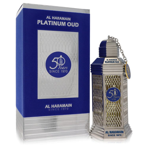 Al Haramain 50 Years Platinum Oud by Al HaramainEau De Parfum Spray (Unisex) 3.3 oz 3.3 oz / 100 ml / Alcohol, Amber, Woody, Aldehyde, Oils