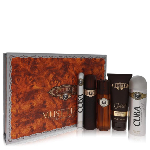 Cuba Gold by FragluxeGift Set -- 3.3 oz Eau De Toilette Spray + 3.3 oz After Shave Spray + 6.7 oz Body Deodorant Spray + 6.7 oz Shower Gel