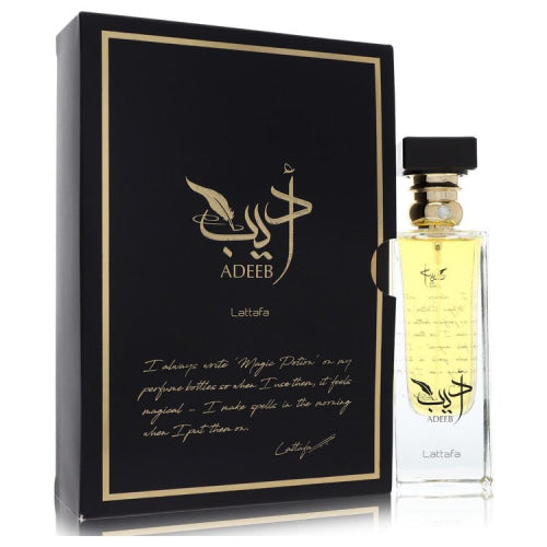 Lattafa Adeeb by LattafaEau De Parfum Spray (Unisex) 2.7 oz 2.7 oz / 80 ml / Alcohol, Amber, Woody, Aldehyde, Oils Unisex