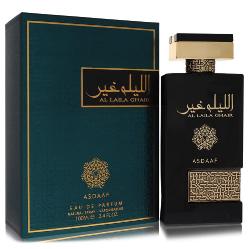 Lattafa Asdaaf Al Laila Ghair by LattafaEau De Parfum Spray (Unisex) 3.4 oz 3.4 oz / 100 ml / Alcohol, Amber, Woody, Aldehyde, Oils Unisex