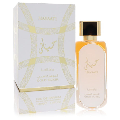 Lattafa Hayaati Gold Elixir by LattafaEau De Parfum Spray (Unisex) 3.4 oz 3.4 oz / 100 ml / Alcohol, Amber, Woody, Aldehyde, Oils Unisex