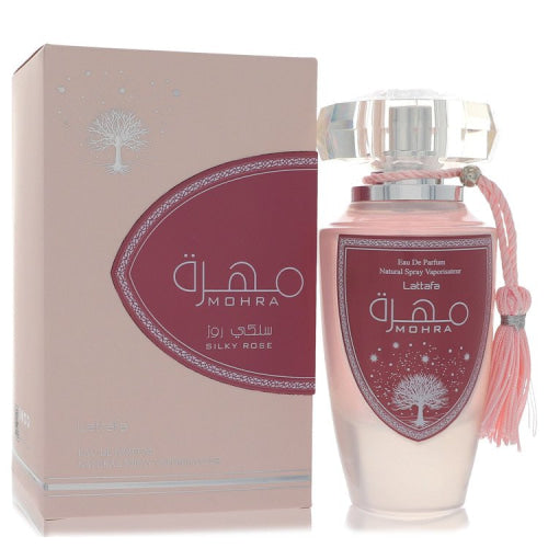 Lattafa Mohra Silky Rose by LattafaEau De Parfum Spray 3.4 oz 3.4 oz / 100 ml / Alcohol, Amber, Woody, Aldehyde, Oils Women
