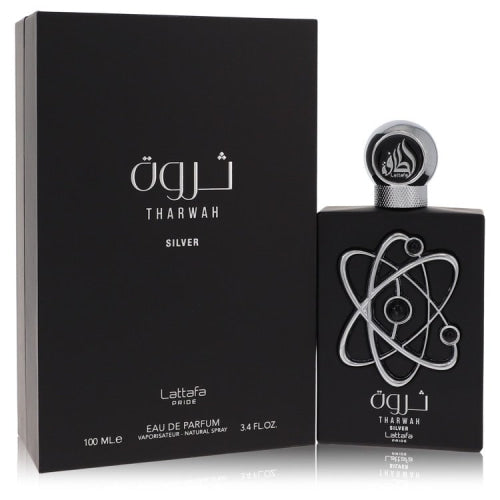 Lattafa Pride Tharwah Silver by LattafaEau De Parfum Spray 3.4 oz 3.4 oz / 100 ml / Alcohol, Amber, Woody, Aldehyde, Oils Men