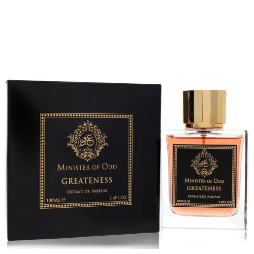 Minister of Oud Greatness by Fragrance WorldExtrait de Parfum Spray 3.4 oz 3.4 oz / 100 ml / Alcohol, Amber, Woody, Aldehyde, Oils Men
