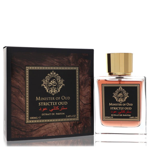 Minister Of Oud Strictly Oud by Fragrance WorldExtrait De Parfum Spray 3.4 oz 3.4 oz / 100 ml / Alcohol, Amber, Woody, Aldehyde, Oils Men