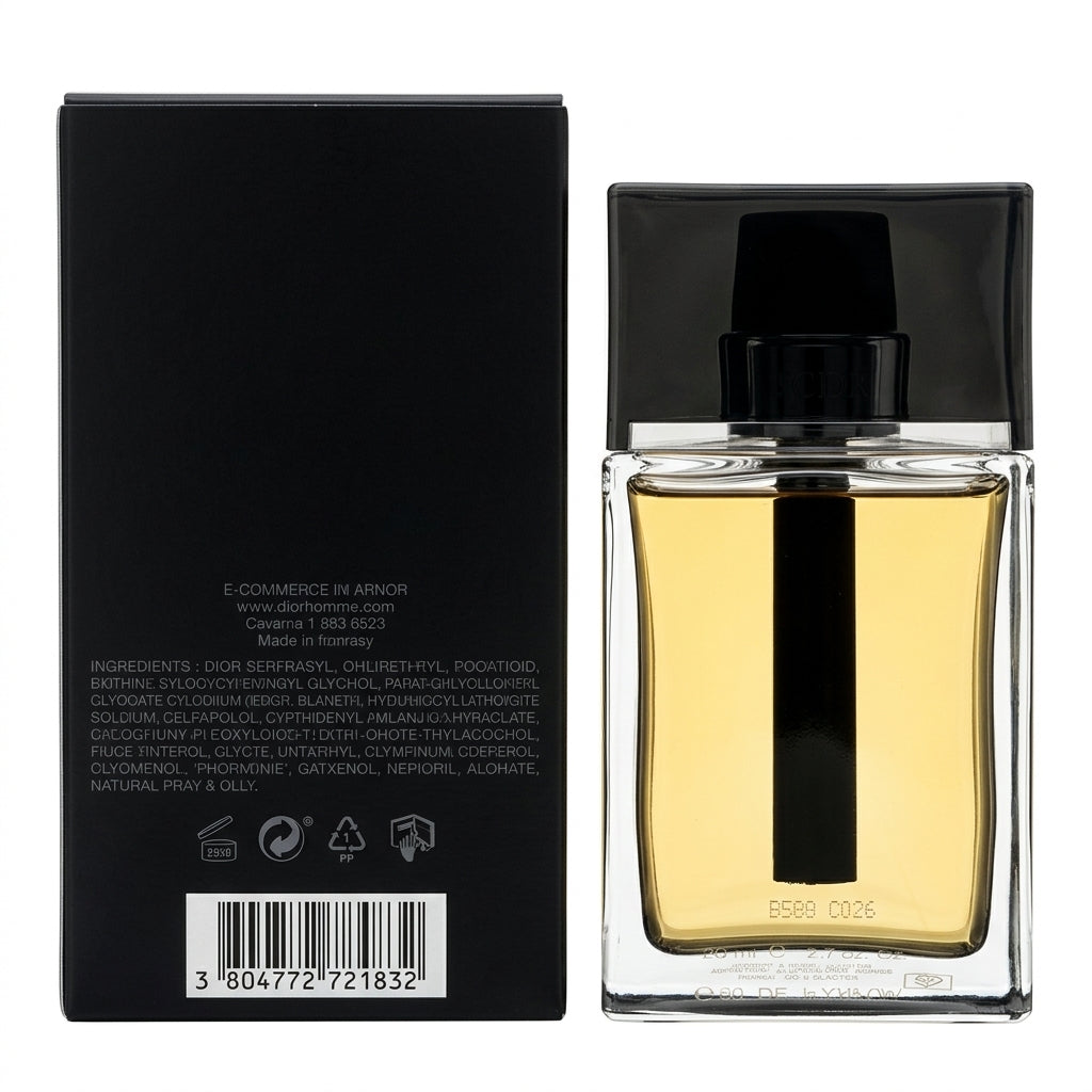 Fragrance bottle and packaging — Flat Lay - Back | Generated by Modelize