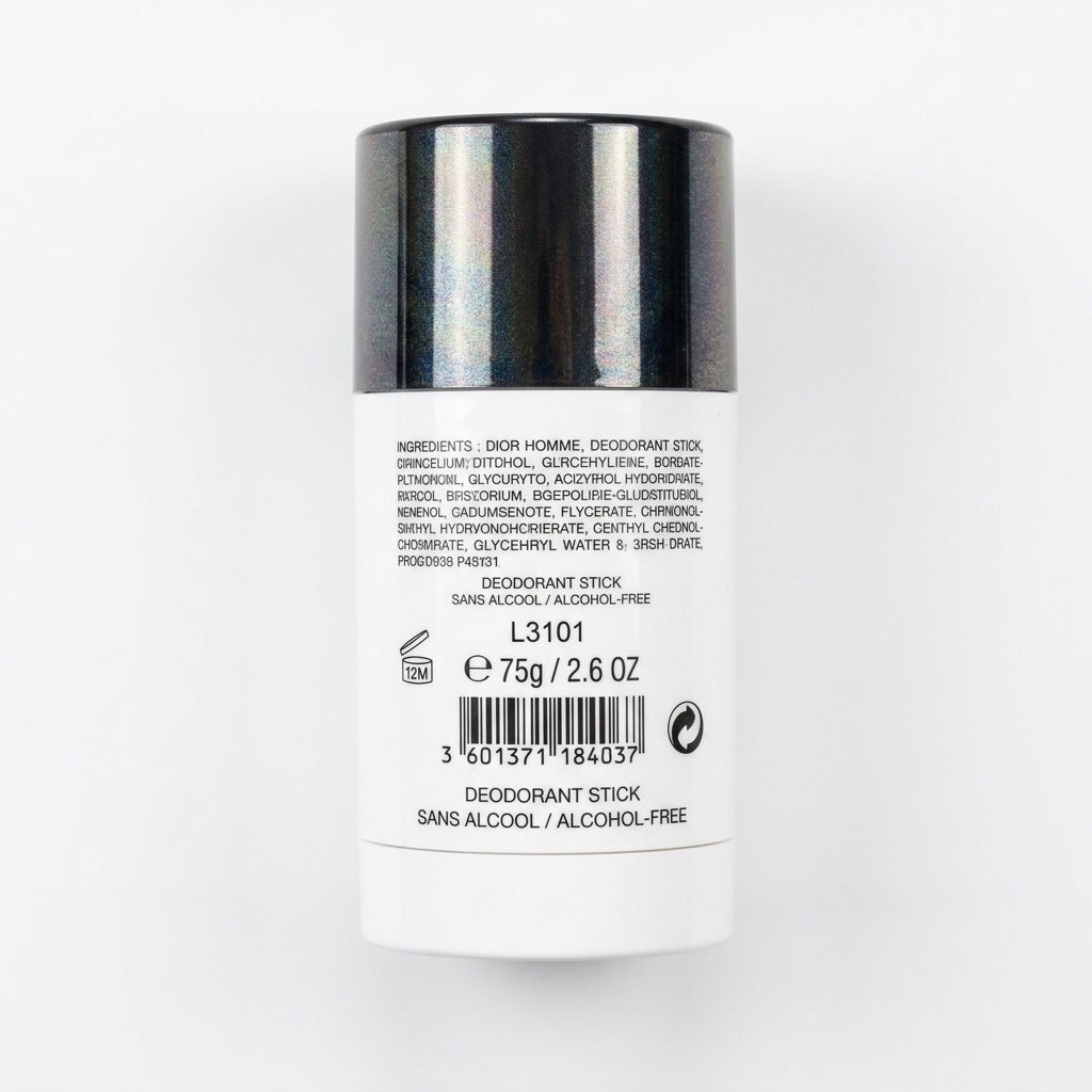 Deodorant stick and retail packaging — Flat Lay - Back | Generated by Modelize