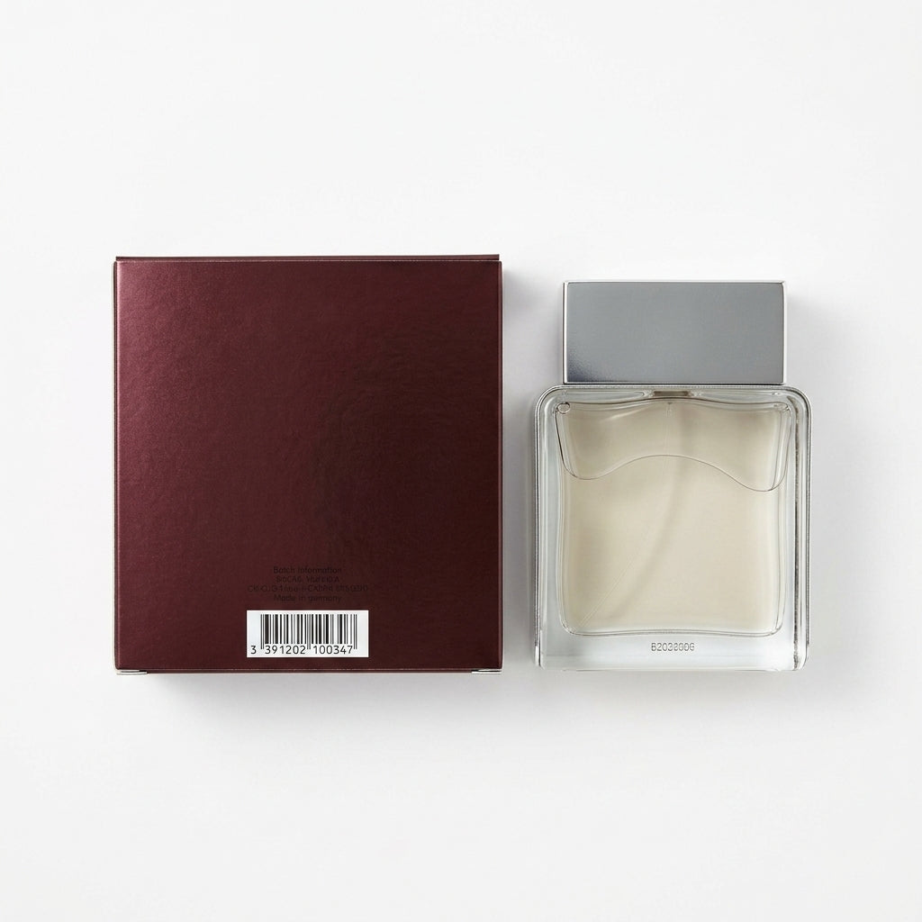 After shave fragrance and packaging — Flat Lay - Back | Generated by Modelize