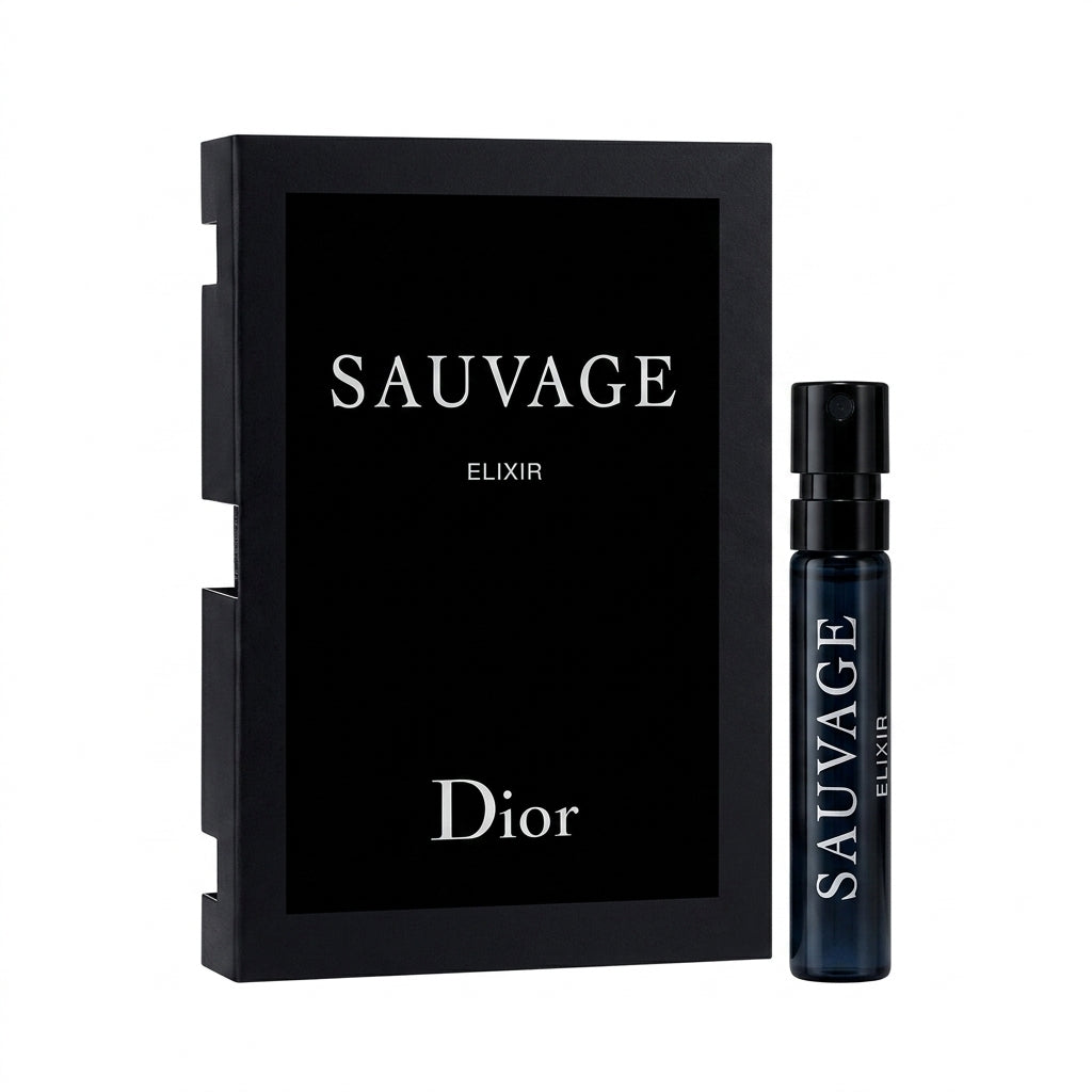 Fragrance sample vial and branded sleeve — Studio - Clean | Generated by Modelize