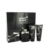 MontBlanc Legend von Mont Blanc Geschenkset – 3,3 oz Eau de Toilette Spray + 3,3 oz After Shave Balsam + 3,3 oz Duschgel