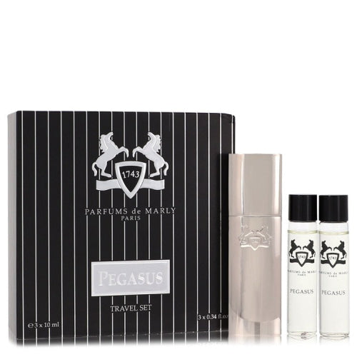 Pegasus by Parfums de MarlyThree Eau De Parfum Refills 3 x.34 oz 3 x.34 oz / 3 x 10 ml / Alcohol, Amber, Woody, Aldehyde, Oils Men