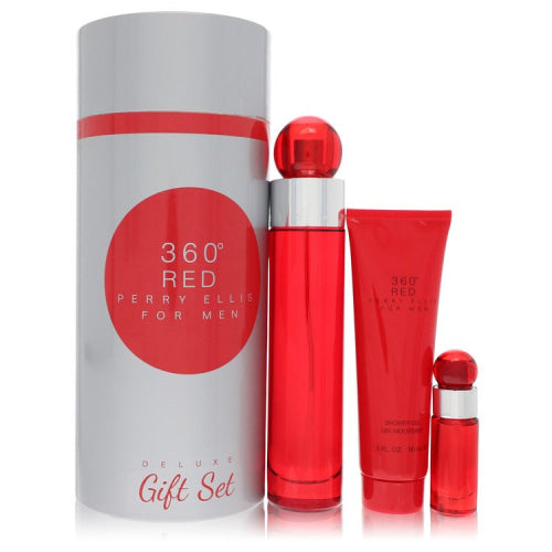 Perry Ellis 360 Red by Perry EllisGift Set -- 3.4 oz Eau De Toilette Spray + .25 oz Mini EDT Spray + 3 oz Shower Gel in Tube Box 3.4 oz