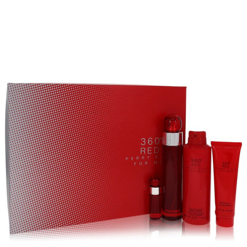 Perry Ellis 360 Red by Perry EllisGift Set -- 3.4 oz Eau De Toilette Spray + .25 oz Mini EDT Spray + 6 oz Body Spray + 3 oz Shower Gel 3.4