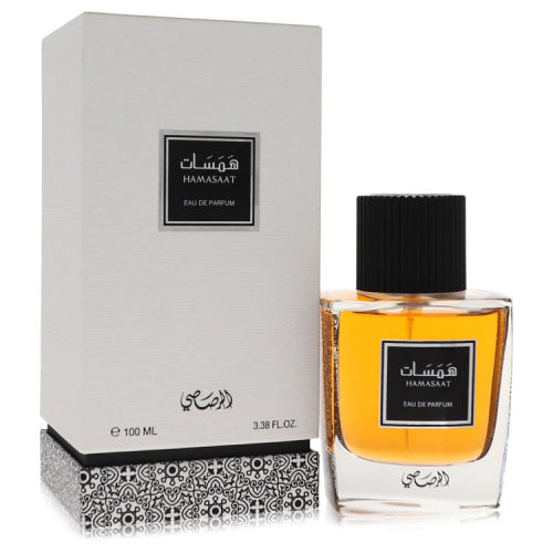 Rasasi Hamasaat by RasasiEau De Parfum Spray 3.4 oz 3.4 oz / 100 ml / Alcohol, Amber, Woody, Aldehyde, Oils Men