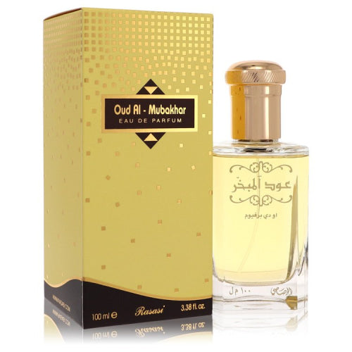 Rasasi Oud Al Mubakhar by RasasiEau De Parfum Spray (Unisex) 3.3 oz 3.3 oz / 100 ml / Alcohol, Amber, Woody, Aldehyde, Oils Unisex