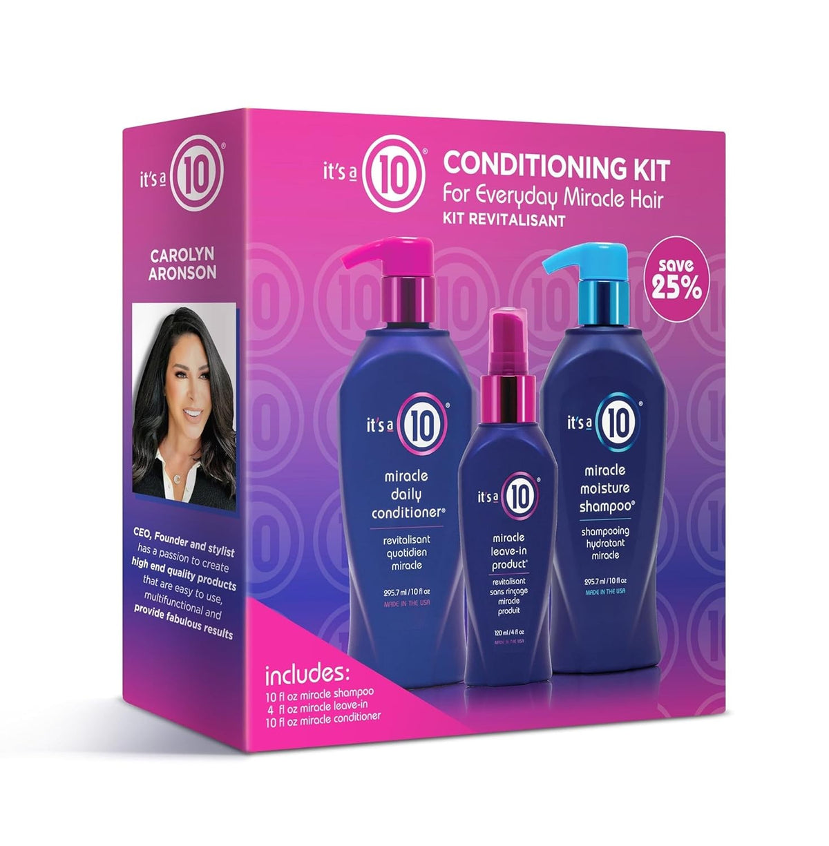 It's a 10 Miracle Conditioning Trio Kit/Daily Shampoo/Con 10 oz/ Leave-in 4 oz