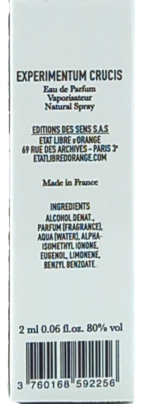 ETAT LIBRE D'ORANGE EXPERIMENTUM CRUCIS EAU DE PARFUM VIAL SPRAY UNISEX 0.06 Oz