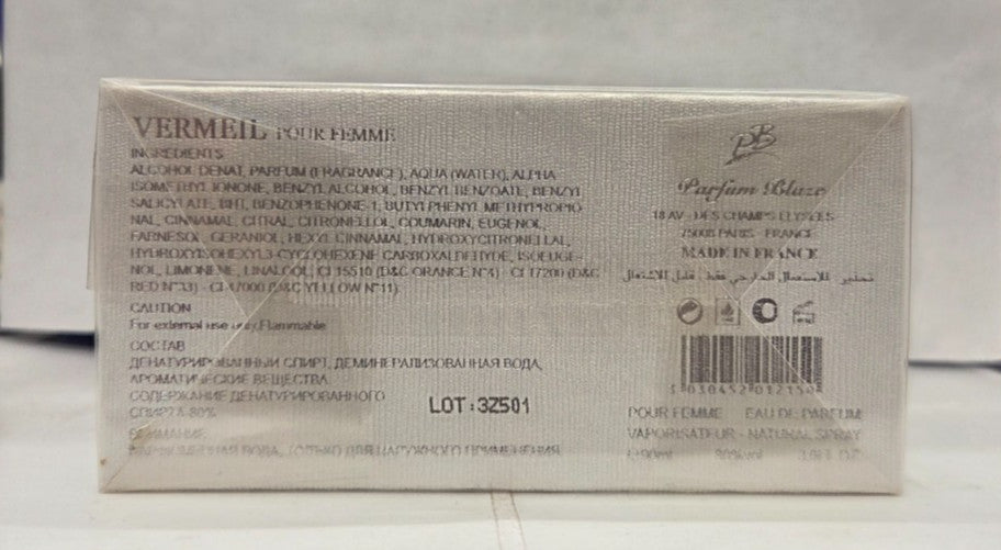 VERMEIL POUR FEMME Eau De Parfum Spray 3.0 Oz / 90 ml Sealed NIB