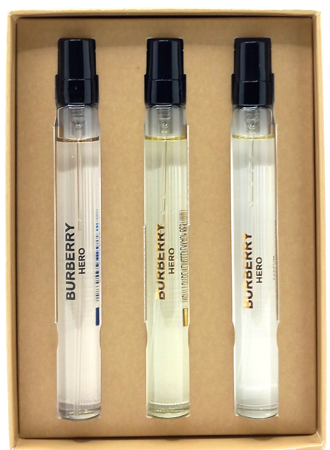 BURBERRY HERO 3 PCS TRAVEL GIFT SET FOR MEN EDT, EDP, PARFUM PEN 0.33 Oz Each!!!