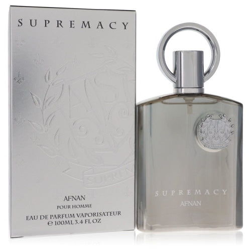 Supremacy Silver by AfnanEau De Parfum Spray 3.4 oz 3.4 oz / 100 ml / Alcohol, Amber, Woody, Aldehyde, Oils Men