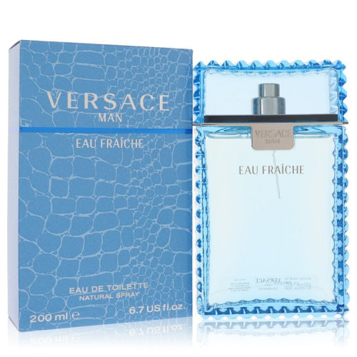 Versace Man by VersaceEau Fraiche Eau De Toilette Spray (Blue) 6.7 oz 6.7 oz / 200 ml / Alcohol, Amber, Woody, Aldehyde, Oils Men