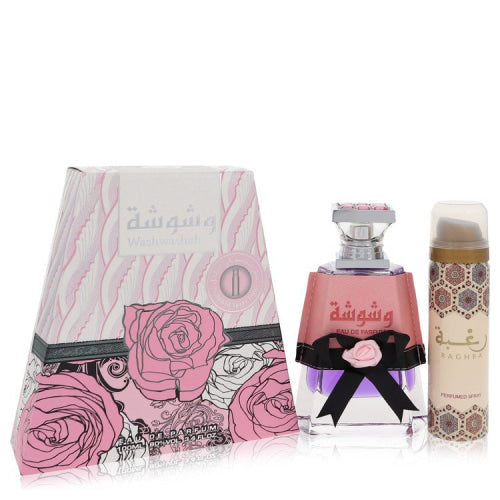 Washwashah by LattafaEau De Parfum Spray Plus 1.7 oz Deodorant 3.4 oz 3.4 oz / 100 ml / Alcohol, Amber, Woody, Aldehyde, Oils Women